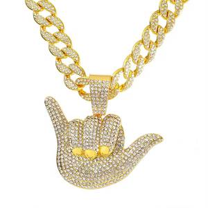 Collar con Colgante de Mano con Cubos de Hielo, Cadena de Eslabones Estilo Hip Hop, Joyería Redonda de Moissanita en Tono Plateado para Fiesta, en Plata 925 - Product Image 2
