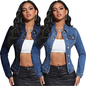 Veste en jean décontractée pour femme, style vintage, délavée, manches trois-quarts, multicolore, printemps-automne, tailles variées - Product Image 5