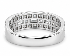 Anillo de compromiso y boda para mujer con diamantes baguette cultivados en laboratorio, de varias filas, en oro de 10K/14K/18K o plata 925/935, regalo para fiesta. - Product Image 4