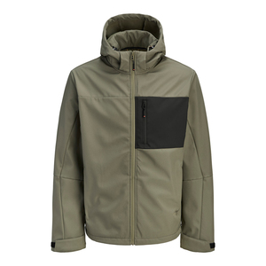 Chaqueta Cortavientos Impermeable con Capucha para Hombre, Color Verde Oliva, Ropa Deportiva Informal para Exteriores, Corte Regular, Cierre de Cremallera - Product Image 1