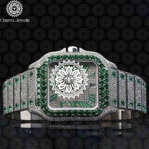 Montre de luxe Charm_Jewells en acier inoxydable, boîtier rond de 36 mm, quartz analogique, lunette sertie de diamants, mode féminine - Product Image 5