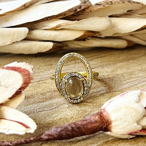 Trendy New Boho Geometric <b>Ring</b> Brass <b>Rings</b> For Women 18k Gold Plated Vintage <b>Statement</b> Quartz Fashion Jewelry Wholesale/OEM/ODM - Product Image 1