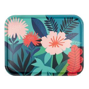 Bandeja de Servicio Rectangular de Metal Esmaltado Personalizada, Bandeja Decorativa Floral para Mesa de Centro, Bandeja para Té, Plato de Almacenamiento para Cocina, Apta para Alimentos, Duradera - Product Image 1