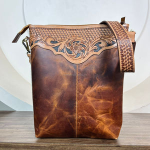 Women's Luxury High Quality Designer Shoulder Bags Customized Hand Tooled Leather Saddle Blanket Crossbody <b>Handbag</b> Large Purse - Product Image 5