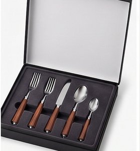 Ensemble de couverts minimalistes avec manches en bois, couteau et fourchette en acier inoxydable, compatibles lave-vaisselle, pour les dîners de mariage - Product Image 6