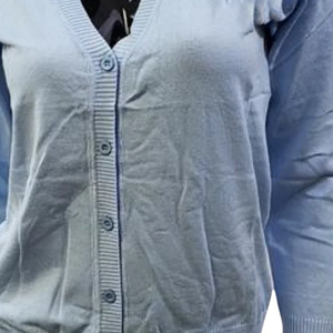 Premium Women Cashmere V-Neck Cardigan Light Blue White Soft Knit Long Sleeve Fashion Cardigan Lightweight OEM Custom Wholesale - Product Image 2