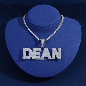 Personnalisé DEAN Lettre Pendentifs VVS Moissanite Glacé Plein Diamants Lettre Initiale Nom Bijoux Collier Initial Hip Hop Pendentifs - Product Image 1