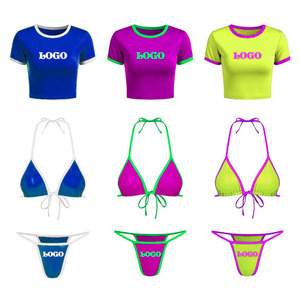 Ensemble de maillots de bain bikini personnalisés OEM en Spandex et Polyester, respirants, sans coutures, avec styles push-up et motifs unis, soutiens-gorge grandes tailles - Product Image 5