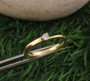 Bague en argent sterling 925 avec sertissage en bézel, pierre précieuse en CZ, pour femmes, minimaliste, plaquée or, branche d'olivier, bijoux fins, mariage, anniversaire - Product Image 4