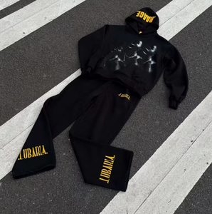 Hot Sale Custom Printed Logo Fleece Men's Plus Size Hoodie Sets High Quality Oversized 2 Piece Heavyweight Tracksuit - Product Image 2