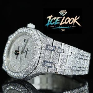 Reloj de Lujo ICELOOK para Hombre, de Acero Inoxidable, Esfera de 40 mm, Cristal de Zafiro, Cuarzo Analógico, Botón de Presión, Cierre Oculto, Visualización de Fecha - Product Image 3