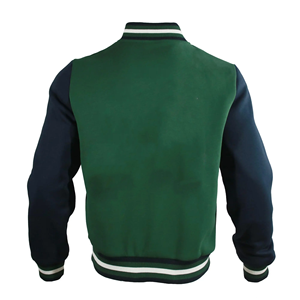 Veste de sport verte pour homme avec manches marine, fermeture à boutons, style décontracté, color-block, mélange polyester-coton, pour l'automne - Product Image 3