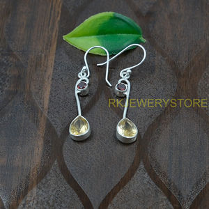 Natural <b>Citrine</b> and Garnet <b>Earrings</b> 925 Sterling Silver Yellow and Red Stone <b>Earrings</b> Dangle <b>Earrings</b> Christmas Gift for Women - Product Image 5