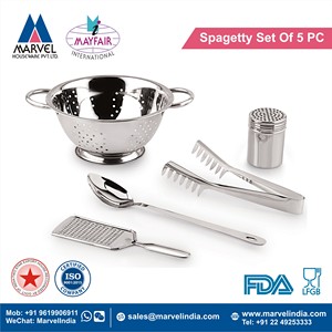 Ensemble d'ustensiles de cuisine et de service multifonctionnels écologiques en acier inoxydable avec passoire, outils de préparation des aliments, design compatible lave-vaisselle - Product Image 2