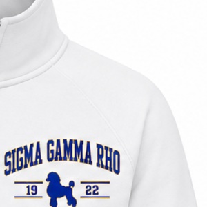 Sudadera con media cremallera para mujer Sigma Gamma Rho, blanca, con gráfico de letras griegas, estilo casual universitario, personalizada - Product Image 4