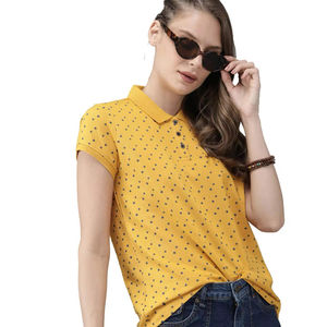 Camiseta de Manga Corta con Cuello Polo para Mujer, Primavera-Verano, Nueva con Efecto Lavado, Tela con Estampado Digital - Product Image 5