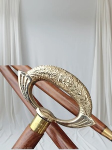 Antique Gold-Plated Brass Sword With Floral Carving Art Collectible Decor - Product Image 2