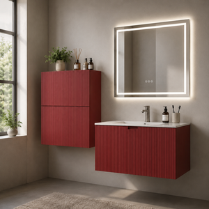 Riel Modern Polished Solid Wood Bathroom Vanity Illuminated LED <b>Mirror</b> Ceramic Basin Wall-Mounted School Hospital Warehouse - Product Image 4
