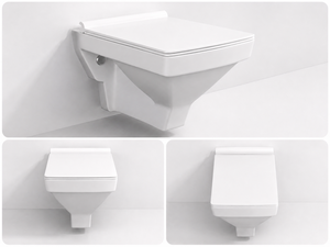 WC monobloc moderne à chasse d'eau Tornado, abattant à fermeture douce, siphon en P, céramique blanche, mural, écologique, pour appartement, salle de bain, maison - Product Image 4