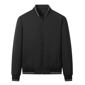 Blouson Bomber Homme Tendance Hiver Coupe Ample Couleur Unie Col Montant Zippé Coupe-Vent Broderie Affaires Vente en Gros - Product Image 6