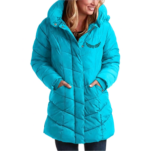 <b>Long</b> Hooded Jacket Olive Green Thick <b>Winter</b> <b>Coat</b> With Embroidery Logo Zipper Casual Style - Product Image 2
