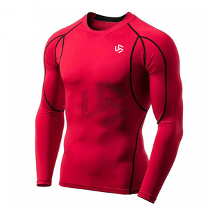 Camiseta de compresión de color liso para hombre, ajustada, elástica, para entrenamiento, deportiva, fitness, camiseta de protección contra erupciones cutáneas para hombre - Product Image 6