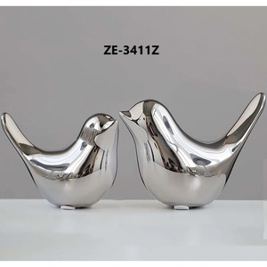 Silver Plated Stainless Steel Bird Figurine Modern Home Decoration Animal Sculpture Polished Metal Craft - Product Image 3