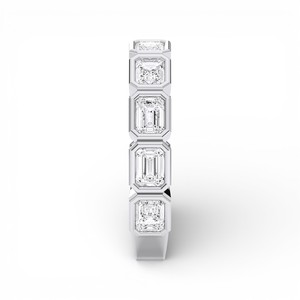 Anillo de Boda de Media Eternidad con Diamante Cultivado en Laboratorio de Corte Esmeralda de 2.00 Quilates E-F/VVS-VS, Chapado en Platino, para Mujer - Product Image 3