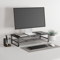 Nouvelles Idées de Produits Organisateur en Bois Support de Rangement Support de Moniteur en Maille de Fer Double pour Étude à Domicile Dortoir Bureaux