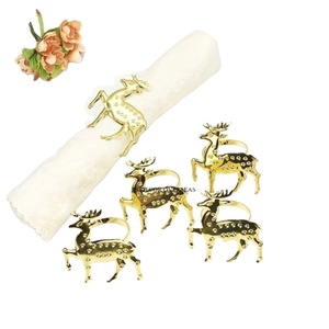 Anneaux de serviette de luxe de haute qualité en aluminium moulé plaqué or de qualité supérieure pour la célébration de Noël à bas prix - Product Image 1