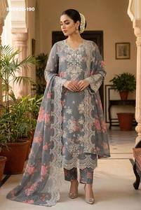 Diseño moderno, última colección, chifón de cristal con adornos Khatli y bordados con lentejuelas, traje Salwaar y dupatta, proveedor indio. - Product Image 6