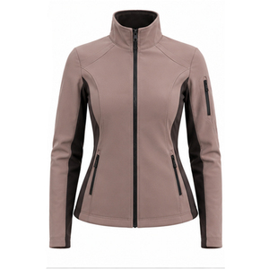 Chaqueta de equitación para mujer, corte ajustado, manga larga, forro polar, con cremallera, de secado rápido, antimicrobiana y cortavientos - Product Image 2