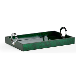 Plateau de service rectangulaire grand format en laiton antique, design attrayant, avec poignées en imitation corne, pour usage hôtelier, au prix le plus bas. - Product Image 5