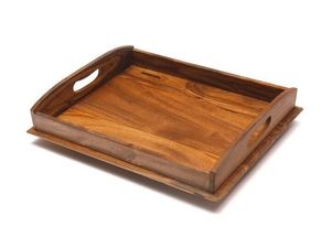 Finest Quality Modern Rectangular Wood Serving <b>Tray</b> <b>Handles</b> Eco-Friendly Dishwasher Safe Multifunction Platter for Kitchen Home - Product Image 2