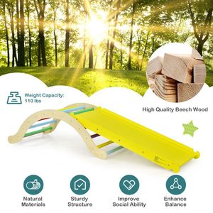 Structure d'escalade intérieure 3-en-1 en bois avec rampe d'escalade et rembourrage - Product Image 6