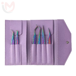 Pinzas para Pestañas, Juego de Pinzas para Extensiones de Pestañas, 5 Pinzas de Acero Inoxidable con Punta Curva y Lisa, Marca OEM 45 90 - Product Image 1