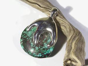 NIKHIL GEMS Pendentif en turquoise Kingsman naturelle avec matrice toile d'araignée, en argent sterling, style vintage, breloque de fiançailles, troisième partie - Product Image 6