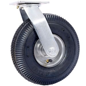 Ruota Girevole Pneumatica da 10 Pollici con Asse da 5/8 Pollici, 2 Pezzi, Piastra Orientabile, Mozzo in Acciaio, Cuscinetti a Sfera, Ruota Centrata a 2 Fori per Facile Mobilità - Product Image 3