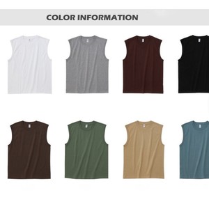 T-shirt décontracté sans manches pour homme, 100 % coton 120g, respirant, avec logo frontal, collection été - Product Image 6