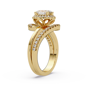 Anillo Solitario Prestige Halo, Oro Puro de 14K, Corte Ovalado, Diamante Cultivado en Laboratorio, Certificado IGI, Anillos de Compromiso, Anillo de Bodas para Mujer - Product Image 3