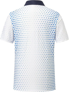 Polo de Hombre con Estampado Geométrico Blanco y Azul, Manga Corta, Tejido de Poliéster, Informal, Transpirable, Ropa de Golf - Product Image 2