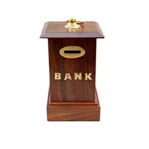 Hucha de madera vintage, caja de ahorro segura para adultos y niños, caja de monedas de madera, decoración del hogar, caja de donaciones para escritorio, caja de dinero - Product Image 1