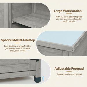 โต๊ะทำงานกลางแจ้งสำหรับปลูกต้นไม้พร้อมตู้เก็บของและโต๊ะโลหะพร้อมตู้เก็บอุปกรณ์ - Product Image 3