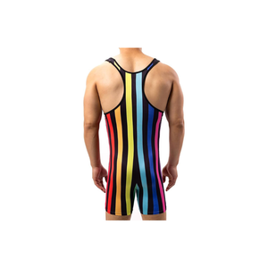 Men Striped Bodysuit Wrestling Singlet Seamless Active Jumpsuit One Piece Base Layers <b>Athletic</b> <b>Supporters</b> Leotard - Product Image 6