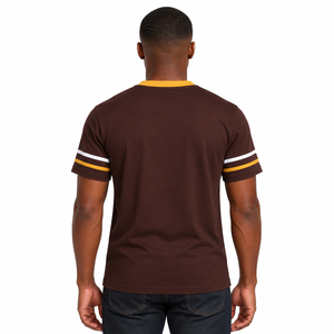 Maillot de Fraternité Iota Phi Theta pour Homme, Col en V, Manches Courtes, Marron Doré, Logo Lettres Grecques Brodé, Anti-Plis, 100% Coton - Product Image 2