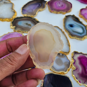 Natural White Agate 30-70mm MOSAIC Carved Reiki Crystal Coaster Pendant for <b>Socket</b> Phone Grip Unique Gemstone Gift Wholesale - Product Image 5