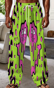 High Quality Men Streetwear Pants <b>Slime</b> Slit Pattern Pink Green Graphic Printed Trousers Custom Plus Size Casual Sweatpants Men - Product Image 3