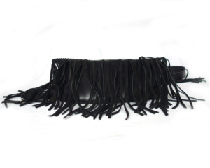 Sac bandoulière bohème en cuir véritable vintage avec motif brodé, franges et fermeture à rabat, sangle unique, été/hiver - Product Image 4