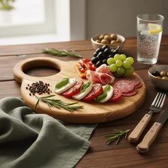 Planche à découper ronde en bois naturel, extrêmement durable, compacte et élégante, légère et de haute qualité - Product Image 5