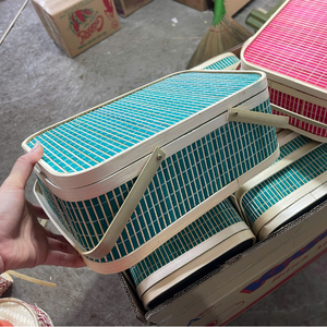 Hand Picked Square Bamboo <b>Basket</b> With Handle For Storage Cake Fruit Vietnam Source For Floral <b>Gifts</b> 99 Gold Data - Product Image 1